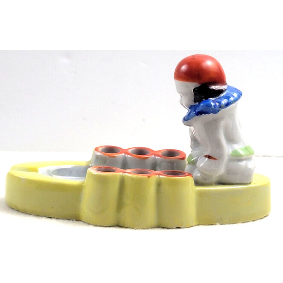 Vintage Ashtray Cigarette Holder Clown Made in Japan Ceramic Luster Bright 1950s - Picture 7 of 13